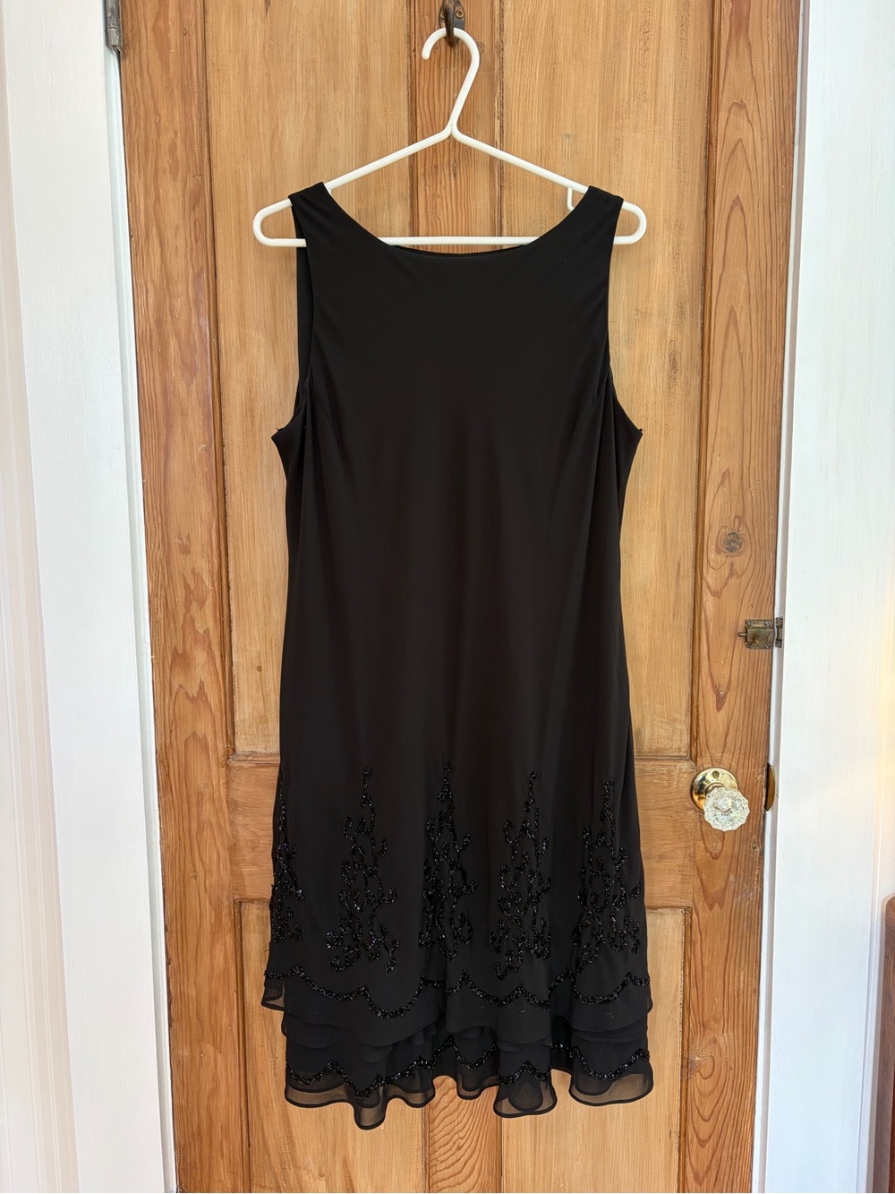 R&M Richards Black Sleeveless Beaded Midi Dress